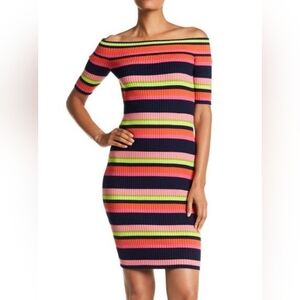 Trina Turk Off-the-Shoulder Sweater Bodycon Dress, Size Small